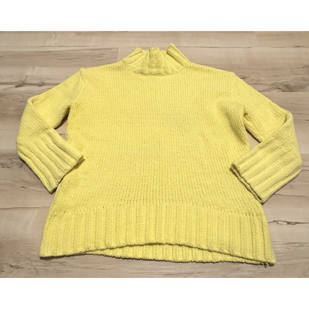 Philosophy Women Small Sweater Mock Neck Chenille Long Sleeve Knit Yellow